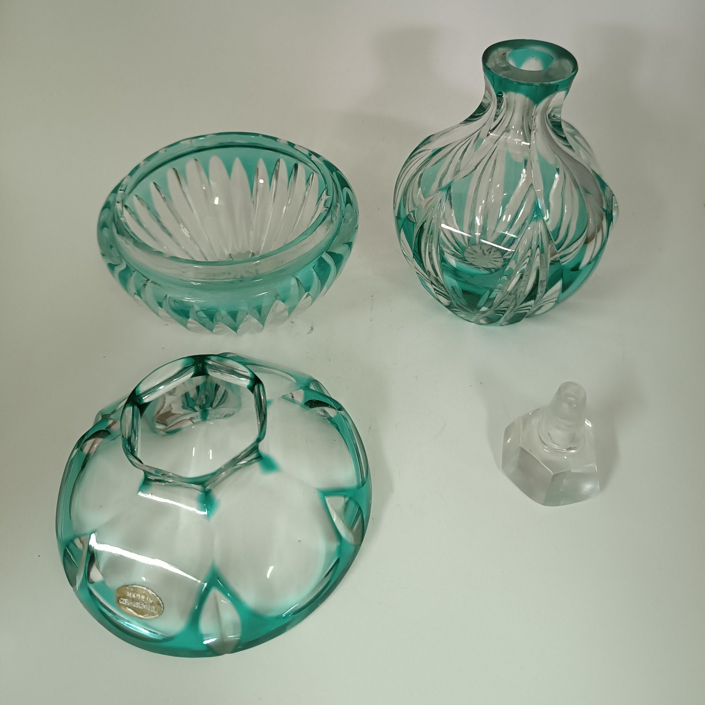 Antique Beautiful Crystal Dressing Table Set Bicolor Made in Etsy