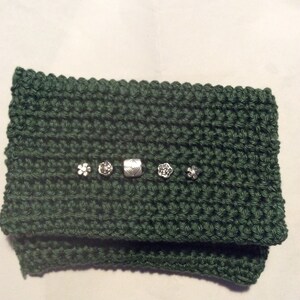 Cartera de ganchillo, cartera verde, portadocumentos, Ooak
