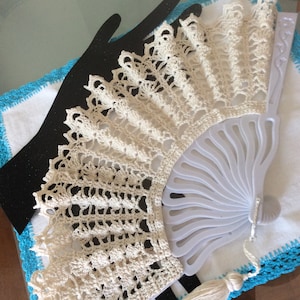 Abanico de crochet, abanico de encaje, abanico steampunk, abanico beige