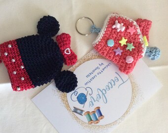Mickey Mouse keyring, knitted keychain, crochet keychain