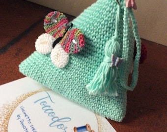 Crochet clutch, crochet bag, wrist bag, green bag