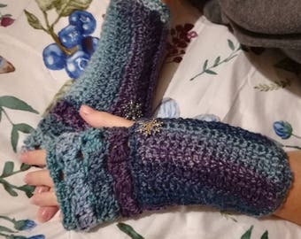 Fingerless gloves, wool crochet gloves OOAK