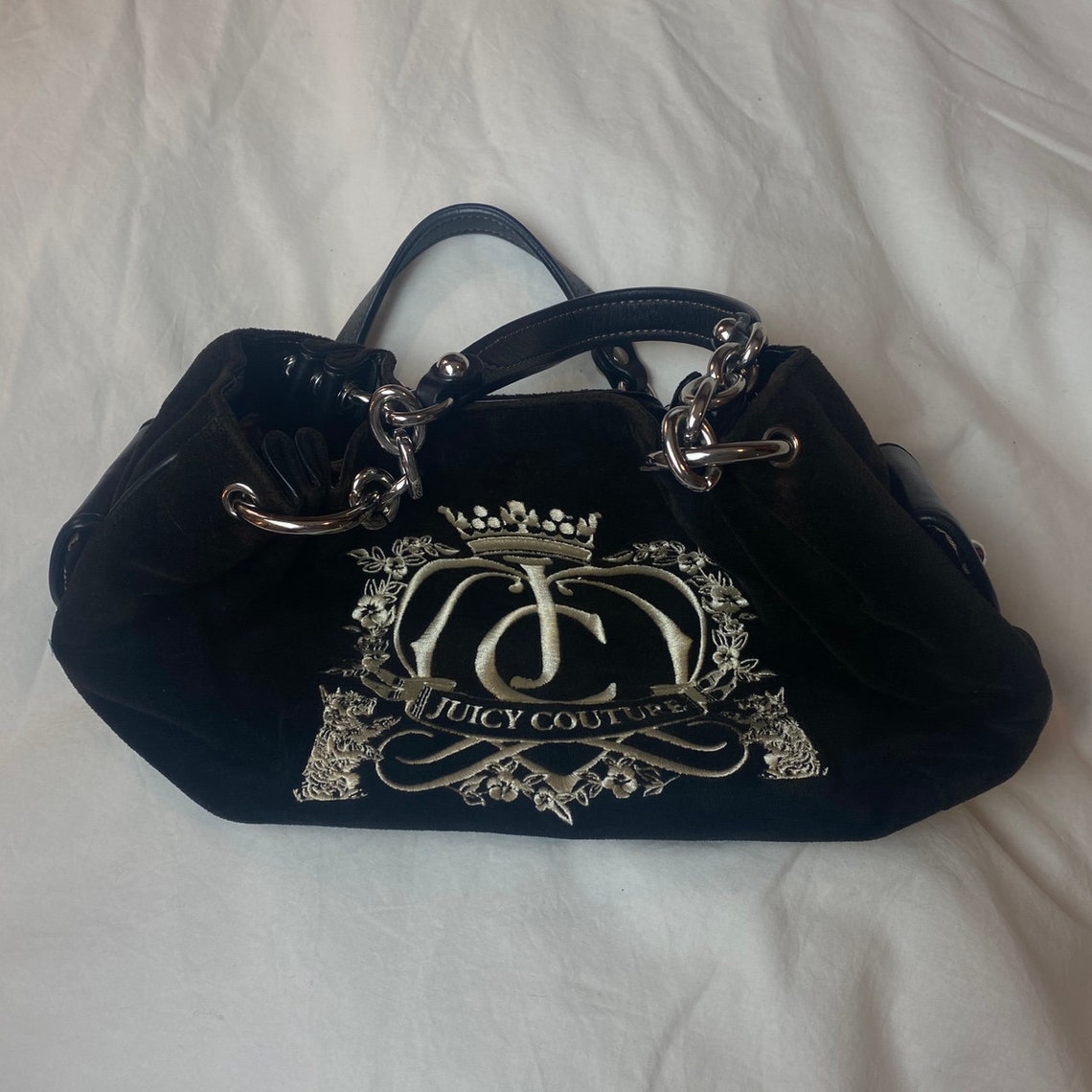 Y2k pre-owned soft black juicy couture baguette handbag | Etsy