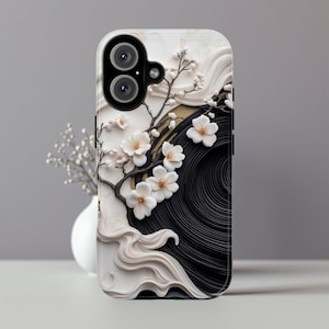 Funda 3D con diseño de flor de cerezo: elegante diseño japonés de sakura para iPhone 16, Samsung Galaxy S25, Google Pixel 9, iPhone 15 y iPhone 17.