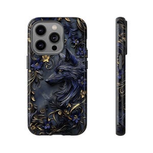 Stained Glass Wolf Phone Case for iPhone 15, 14, 13, Samsung Galaxy S24, S23, S22, and Google Pixel 8, 7 | 3D Wolf Floral Art Cover ps98 image 4