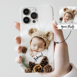 Coque de portable personnalisée avec photo pour le premier Noël de bébé, compatible avec iPhone, Samsung, téléphones Google, cadeau unique