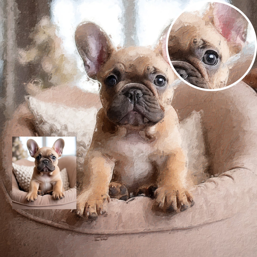 Pets Portrait Painting, Custom Dog Oil Portrait, Personalized Pet