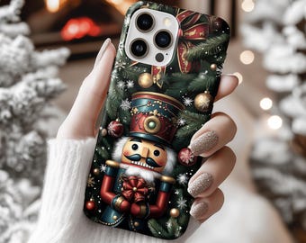 Nutcracker Christmas Case for iPhone, Samsung Galaxy, Google Pixel – Holiday Design with Pine & Ornaments pi12