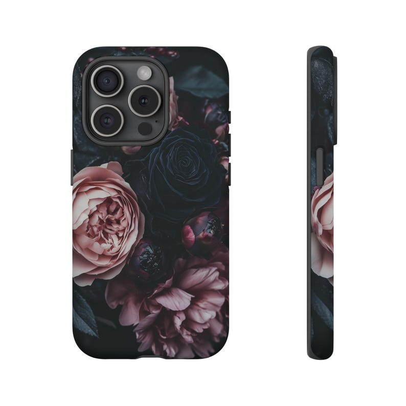 Dark Floral Handyhülle - Kompatibel mit iPhone 15 Pro Max, iPhone 14 Pro,Samsung Galaxy S24 Ultra, Google Pixel 8,Gothic Dark Academia PS35 Bild 4
