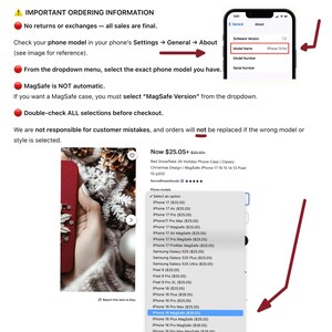 a smartphone with a MagSafe case, and it is described as a "Snowflake Design - MagSafe iPhone 11, 13, 14, 15, 16, 17, 18, 19, 20, 21, 22, 23, 24, 25, 26, 27, 28, 29, 30, 31, 32, 33, 34, 35, and a price of $25.95.
