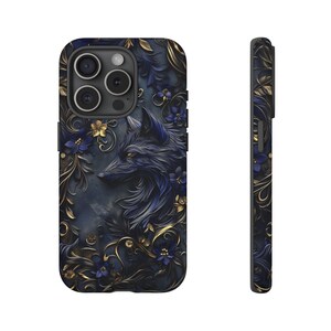 Stained Glass Wolf Phone Case for iPhone 15, 14, 13, Samsung Galaxy S24, S23, S22, and Google Pixel 8, 7 | 3D Wolf Floral Art Cover ps98 image 6