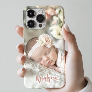 Coque de téléphone personnalisée avec photo pour bébé, coque photo personnalisée pour iPhone, Samsung, Google - Ajoutez le nom de votre enfant, cadeau de naissance, coque personnalisable