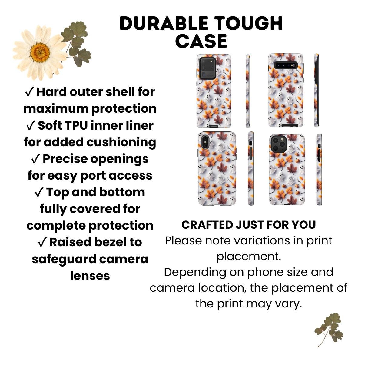 Ghost and Pumpkin Halloween Phone Case – 3D Spooky Cute Fall Design – MagSafe iPhone 14 15 16 – Pixel 9 – Galaxy S25 ps301