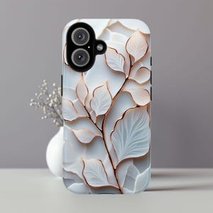 White and Gold Leaf Phone Case – Elegant Aesthetic for iPhone 16, Samsung Galaxy S25 Ultra, Google Pixel 9, and More ps11347.jpg iPhone 17