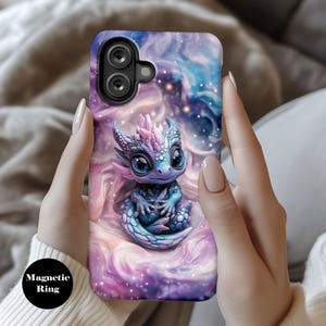 Galaxy Baby Dragon Phone Case – Mystical Fantasy Art, MagSafe Compatible for iPhone 15, iPhone 14, iPhone 13 ps11336