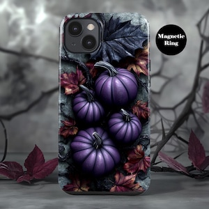 Purple Pumpkin Halloween Phone Case – Spooky Fall Vibes – MagSafe iPhone 14 15 16 – Pixel 9 – Galaxy S25