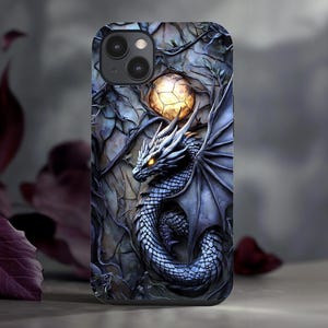 3D Dragon Phone Case, Mystical Fantasy Protective Cover for iPhone, Samsung Galaxy, Google Pixel, Dark Gothic Dragon Design ps120
