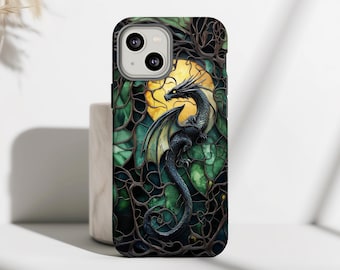 Mystical Stained Glass Dragon Phone Case for iPhone 13, iPhone 14 Pro Max, Samsung Galaxy S24 - Fantasy 3D Design ps228 iPhone 17