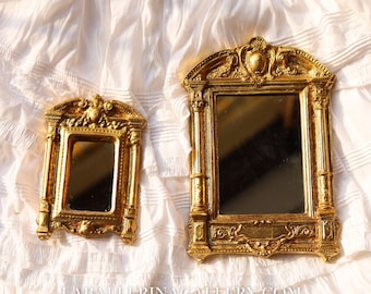 Italian Florentine mini frame mirror wood gold baroque rococo Relief shabby chic wall decor Vintage window door made to order