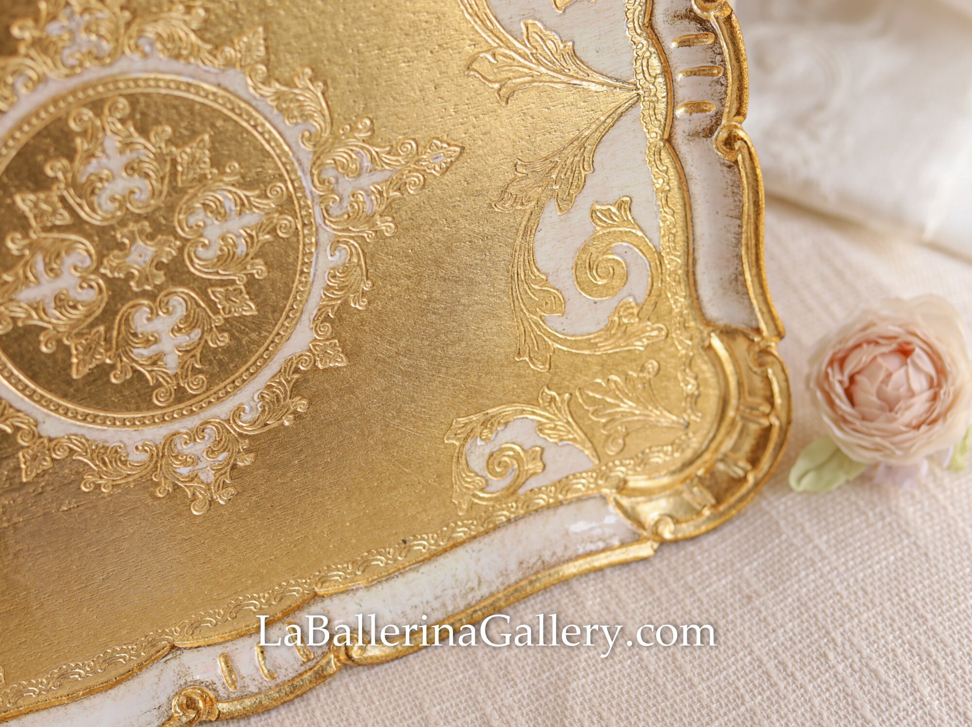 Italian Florentine Tray Hand Paint Wood Gold Baroque Rococo - Etsy