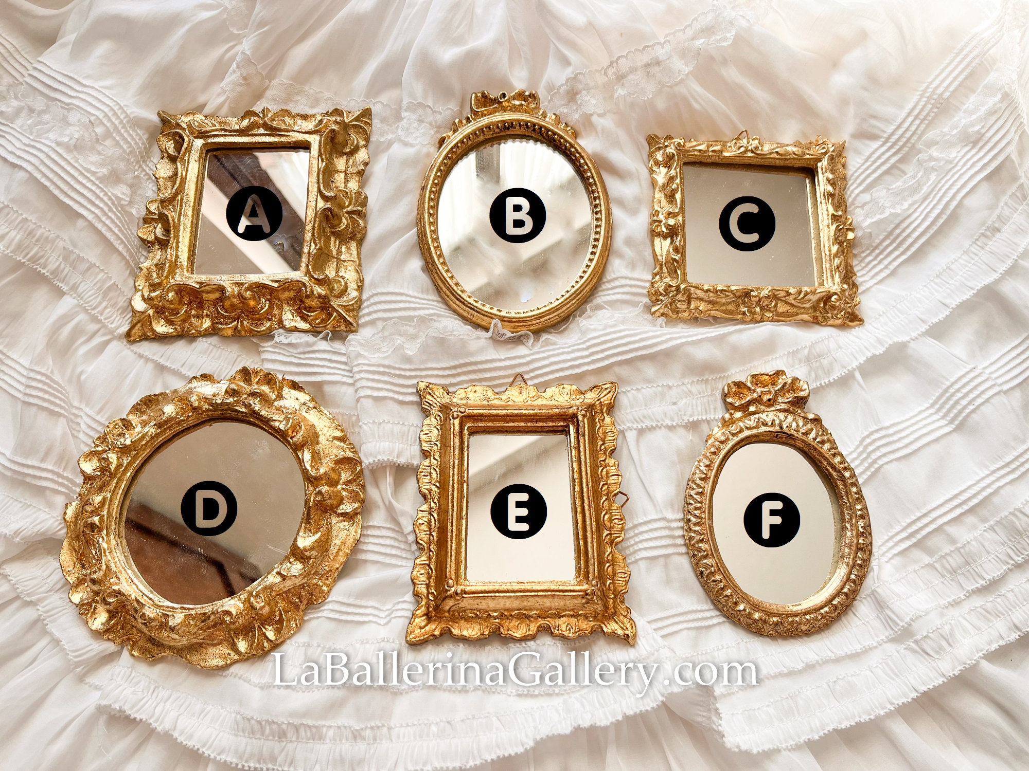 Italian Florentine mini frame mirror wood gold baroque rococo Relief shabby chic wall decor bow Vintage ribbon oval rectangle small