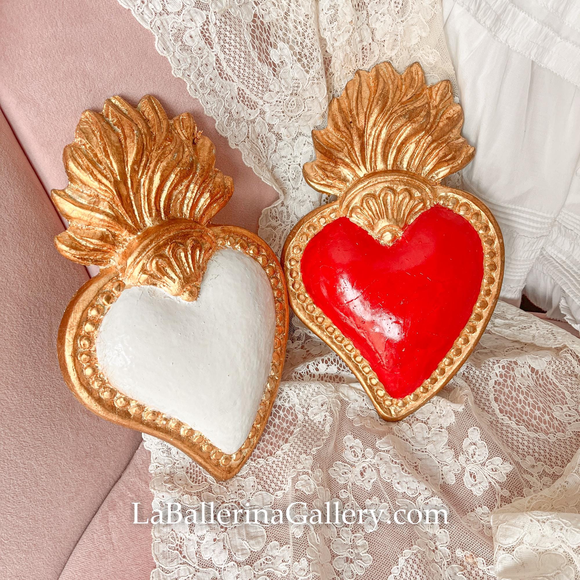 Italian Florentine Ex Voto Sacrecoeur Sacred Heart Wall Hanging