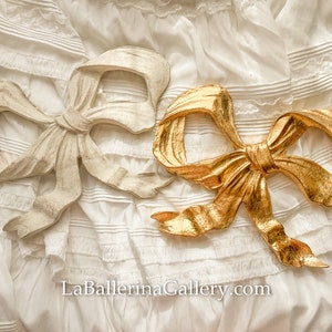 Italian Florentine ribbon bow Wall hanging wood gold baroque rococo home decoration antique vintage style relief shabby chic