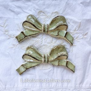 2 pieces Italian Florentine ribbon bow wood baroque rococo home decor relief shabby chic Wall hanging Furniture Applique Moulding Pediment
