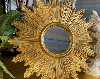 Italian Florentine frame mirror wood gold baroque rococo Relief countryside shabby chic wall Vintage sun Made to order