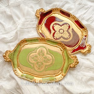 Italian Florentine tray wood gold baroque rococo home decoration Vintage decorative tray wedding gift tea for one cup