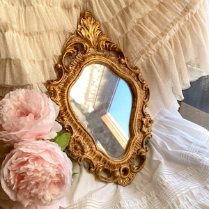 Italian Florentine frame mirror wood gold baroque rococo Relief countryside shabby chic wall Vintage european french Made to order