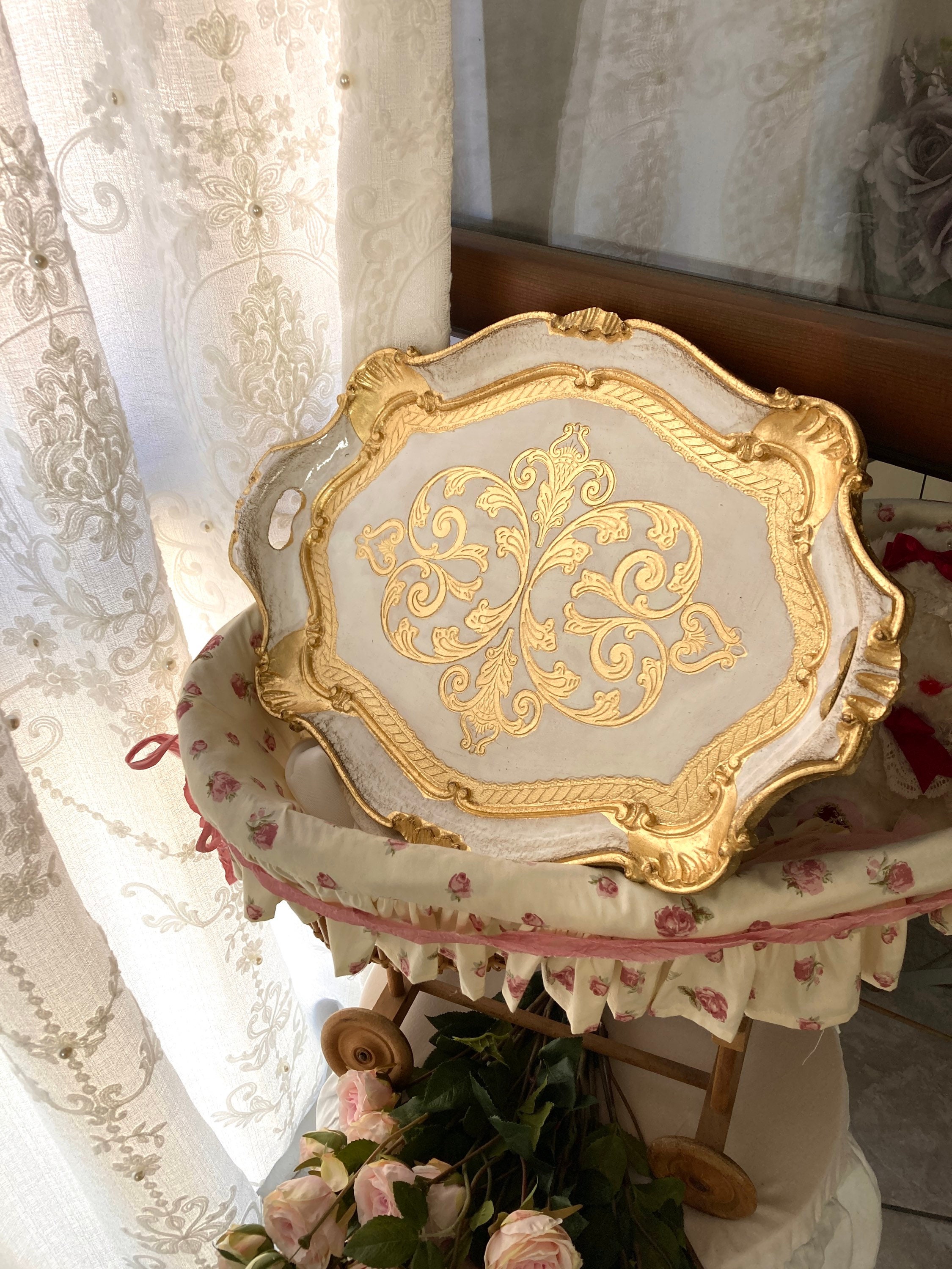 Italian Florentine Tray Wood Gold Baroque Rococo Home Decoration ...