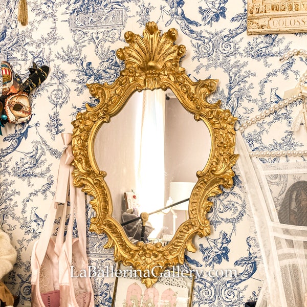 Cadre florentin italien miroir bois doré baroque rococo Relief shabby chic mur vintage français luxe royal château grande chambre cadeau de mariage