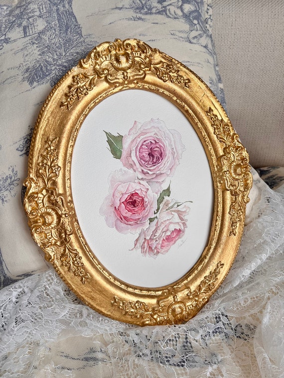 Italian Florentine Frame Wood Gold Baroque Rococo Relief Rose
