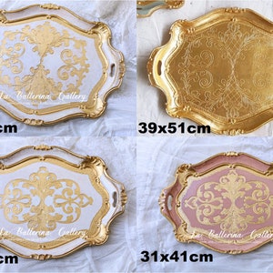 Made to order Italian Florentine tray wood gold baroque rococo home decoration Vintage tea board wedding gift  Octagon large classic
