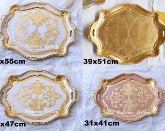 Made to order Italian Florentine tray wood gold baroque rococo home decoration Vintage tea board wedding gift  Octagon large classic