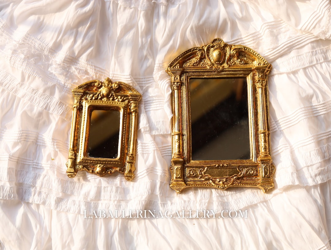 Italian Florentine Mini Frame Mirror Wood Gold Baroque Rococo Relief ...