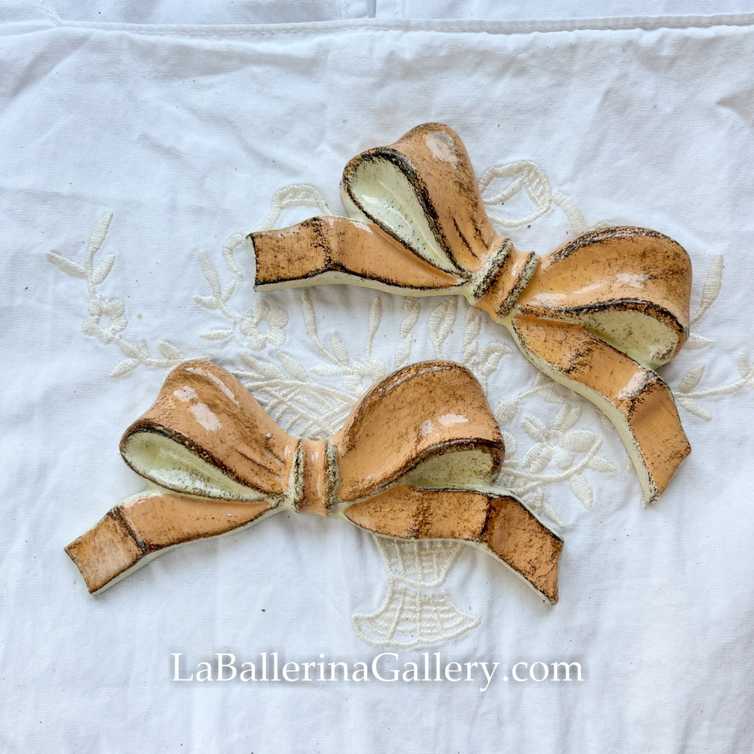 2 Pieces Italian Florentine Ribbon Bow Wood Baroque Rococo Home Decor ...