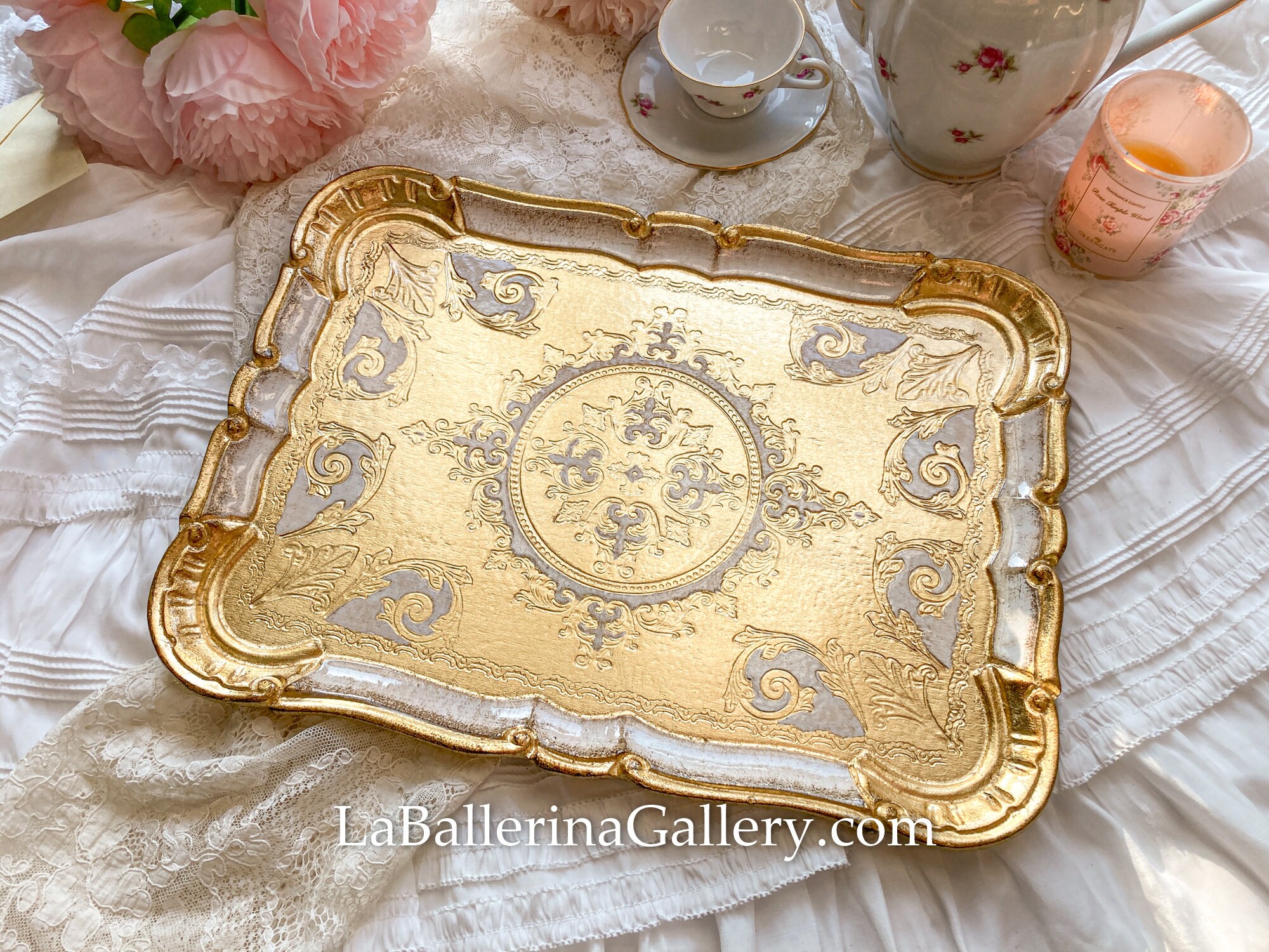 Italian Florentine Tray Hand Paint Wood Gold Baroque Rococo - Etsy