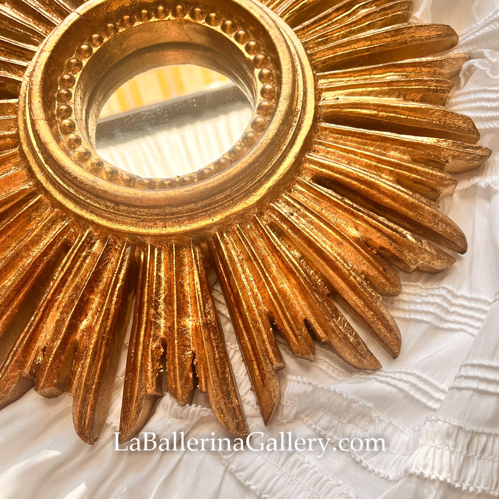 Rococo Sun Italian Florentine Frame Mirror Wood Gold Baroque Rococo Relief ...