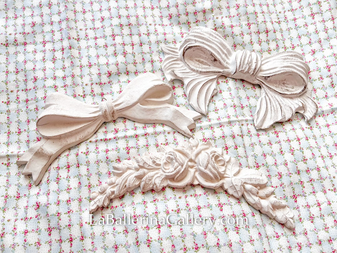 Italian Florentine Ribbon Bow Wall Hanging Wood Decoration Vintage ...