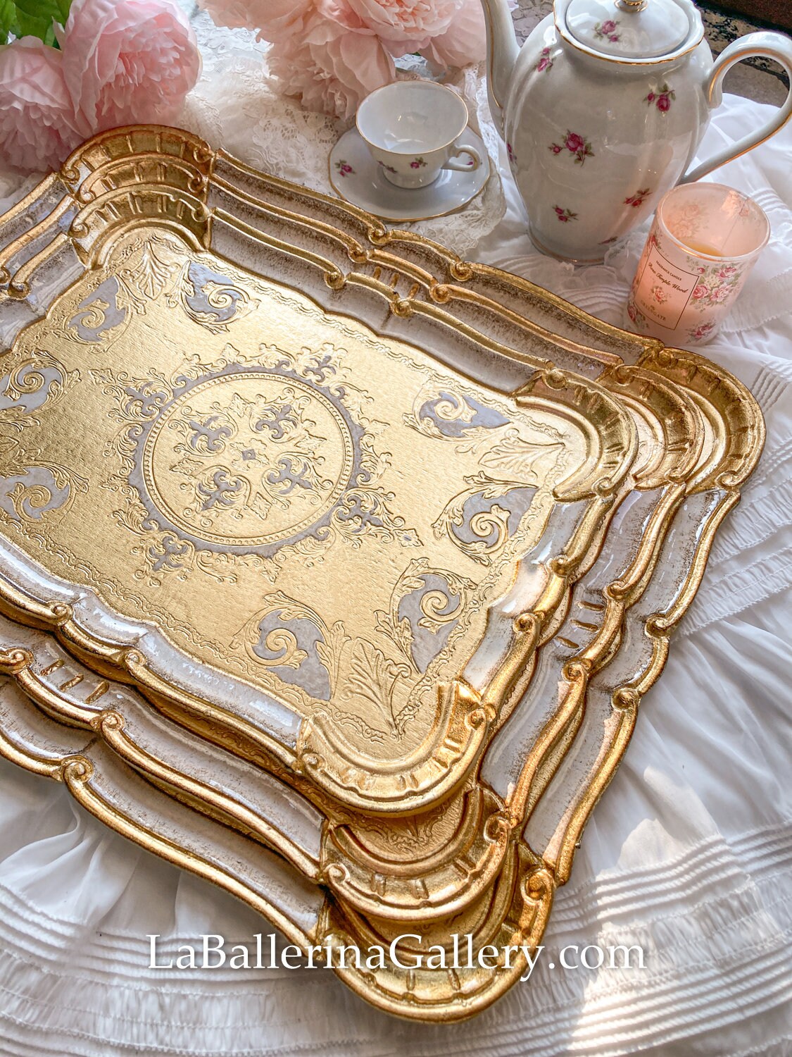 Italian Florentine Tray Hand Paint Wood Gold Baroque Rococo - Etsy
