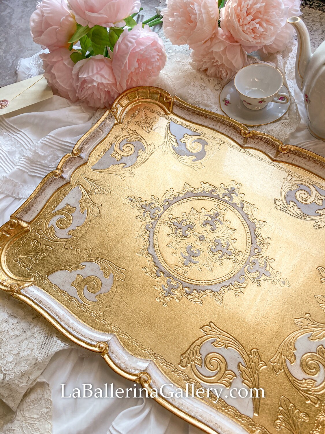 Italian Florentine Tray Hand Paint Wood Gold Baroque Rococo - Etsy