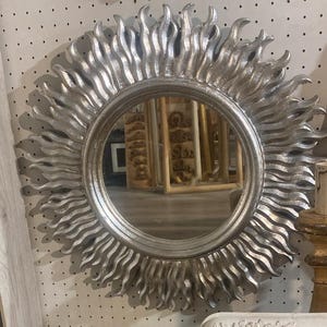 Italian Florentine sun frame mirror wood gold baroque rococo Relief countryside shabby chic wall Vintage  european french retro