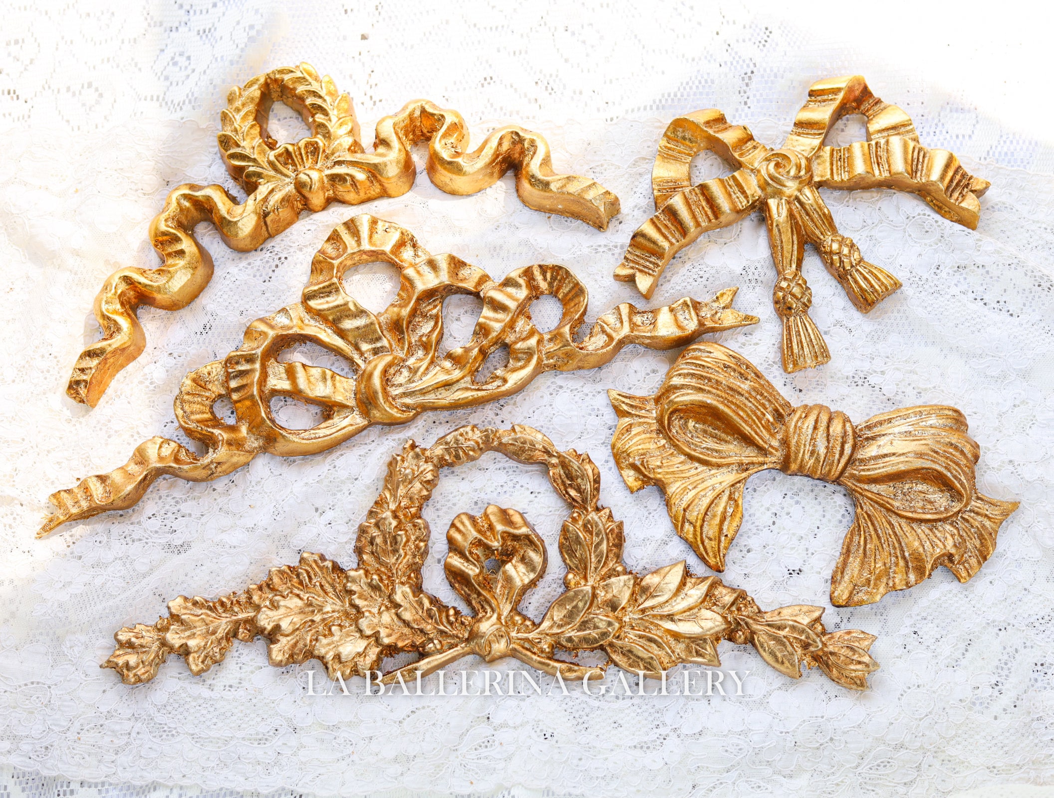 Italian Florentine Ribbon Bow Wall Hanging Wood Gold Baroque Rococo ...