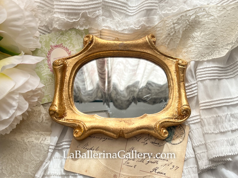 Italian Florentine Mini Frame Mirror Wood Gold Baroque Rococo Relief ...