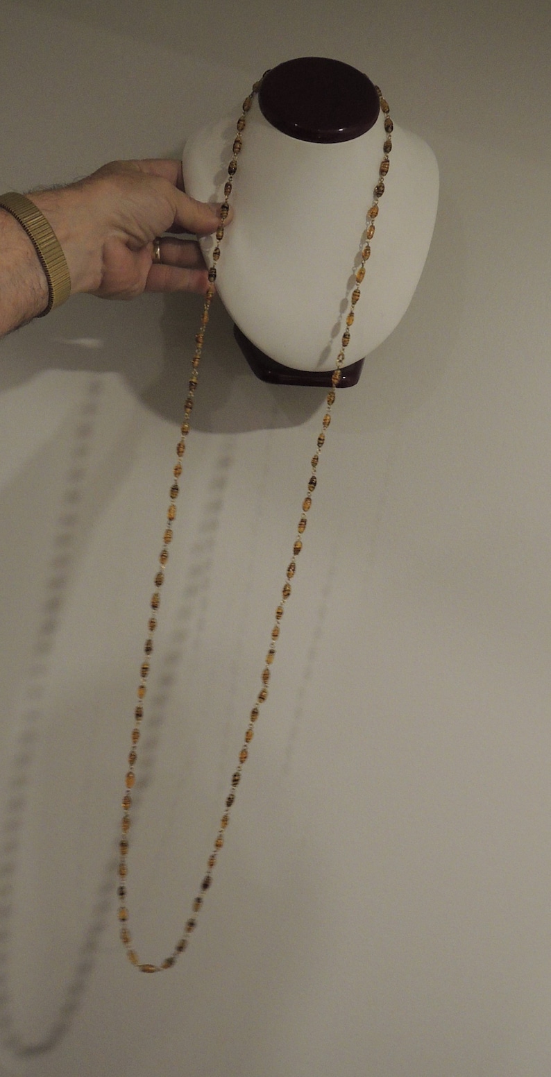 55 inch Amber Venetian glass Bead Necklace can be worn several ways