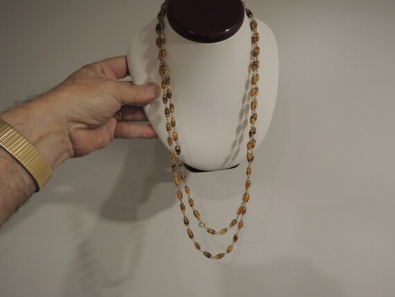 55 inch Amber Venetian glass Bead Necklace can be worn several ways