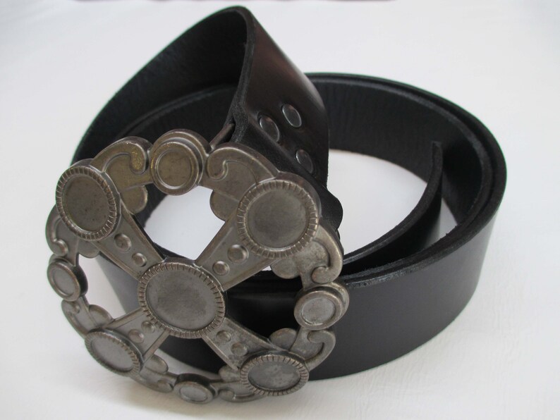 Game of Thrones Style Black Leather Belt With Gunmetal Buckle Etsy