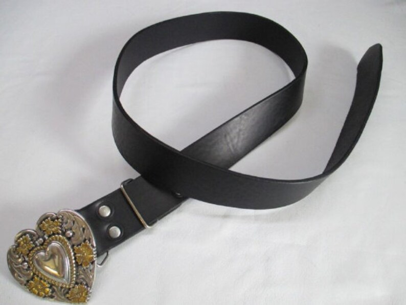 Black Heavy Duty Leather Heart Shaped Buckle Belt code EK8 Etsy